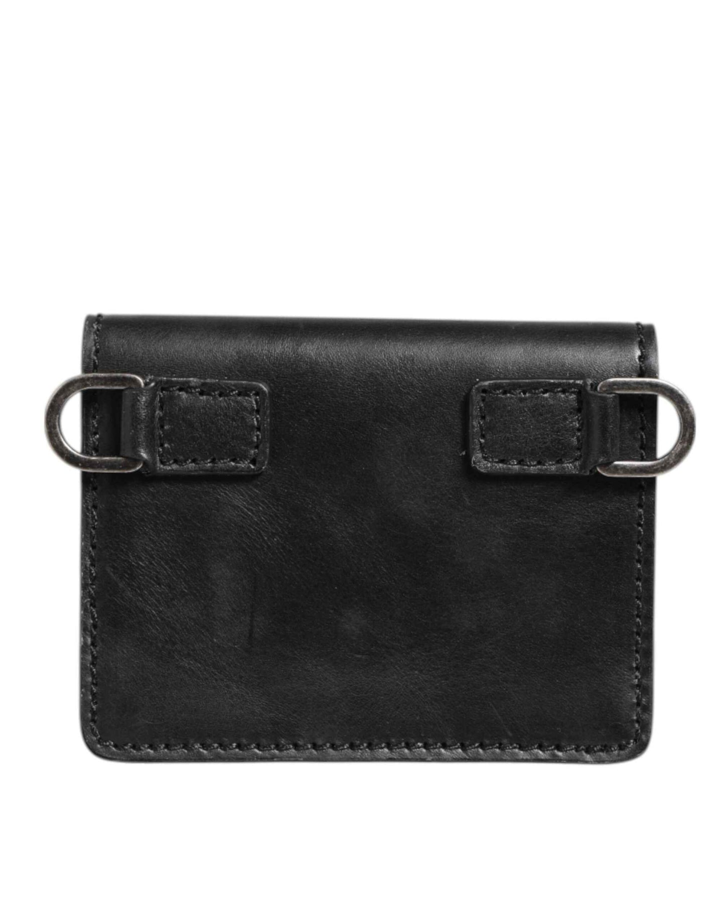 Dolce & Gabbana Black Leather Bifold Card Holder Mens Coin Purse Key Clip Wallet by Dolce & Gabbana