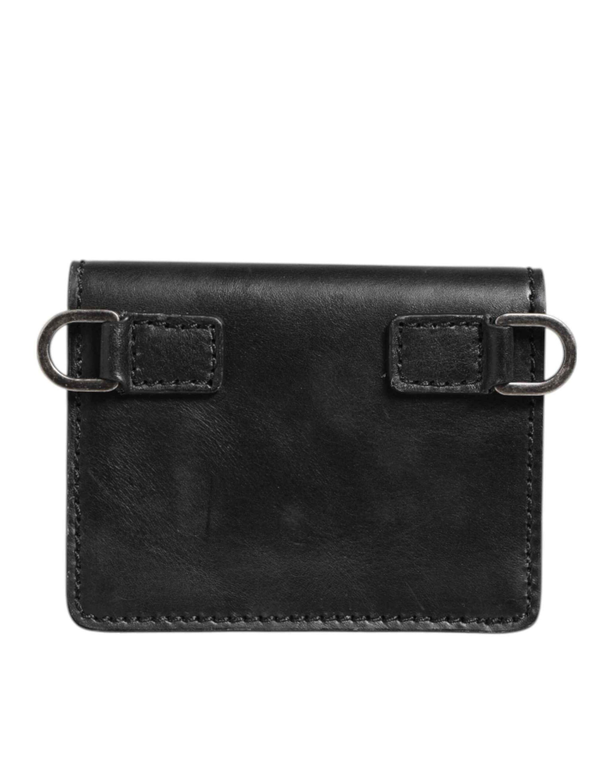 Dolce & Gabbana Black Leather Bifold Card Holder Mens Coin Purse Key Clip Wallet by Dolce & Gabbana