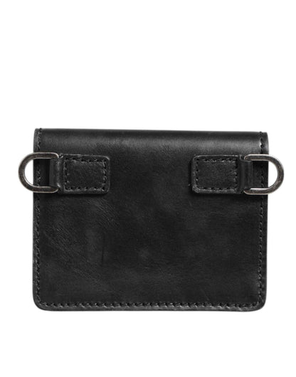 Dolce & Gabbana Black Leather Bifold Card Holder Mens Coin Purse Key Clip Wallet by Dolce & Gabbana