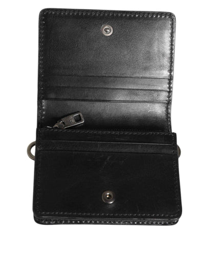 Dolce & Gabbana Black Leather Bifold Card Holder Mens Coin Purse Key Clip Wallet by Dolce & Gabbana