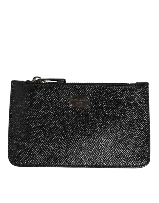 Dolce & Gabbana Black Leather Chain Link Mens Coin Purse Key Clip Holder Wallet by Dolce & Gabbana