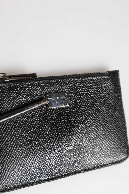 Dolce & Gabbana Black Leather Chain Link Mens Coin Purse Key Clip Holder Wallet by Dolce & Gabbana