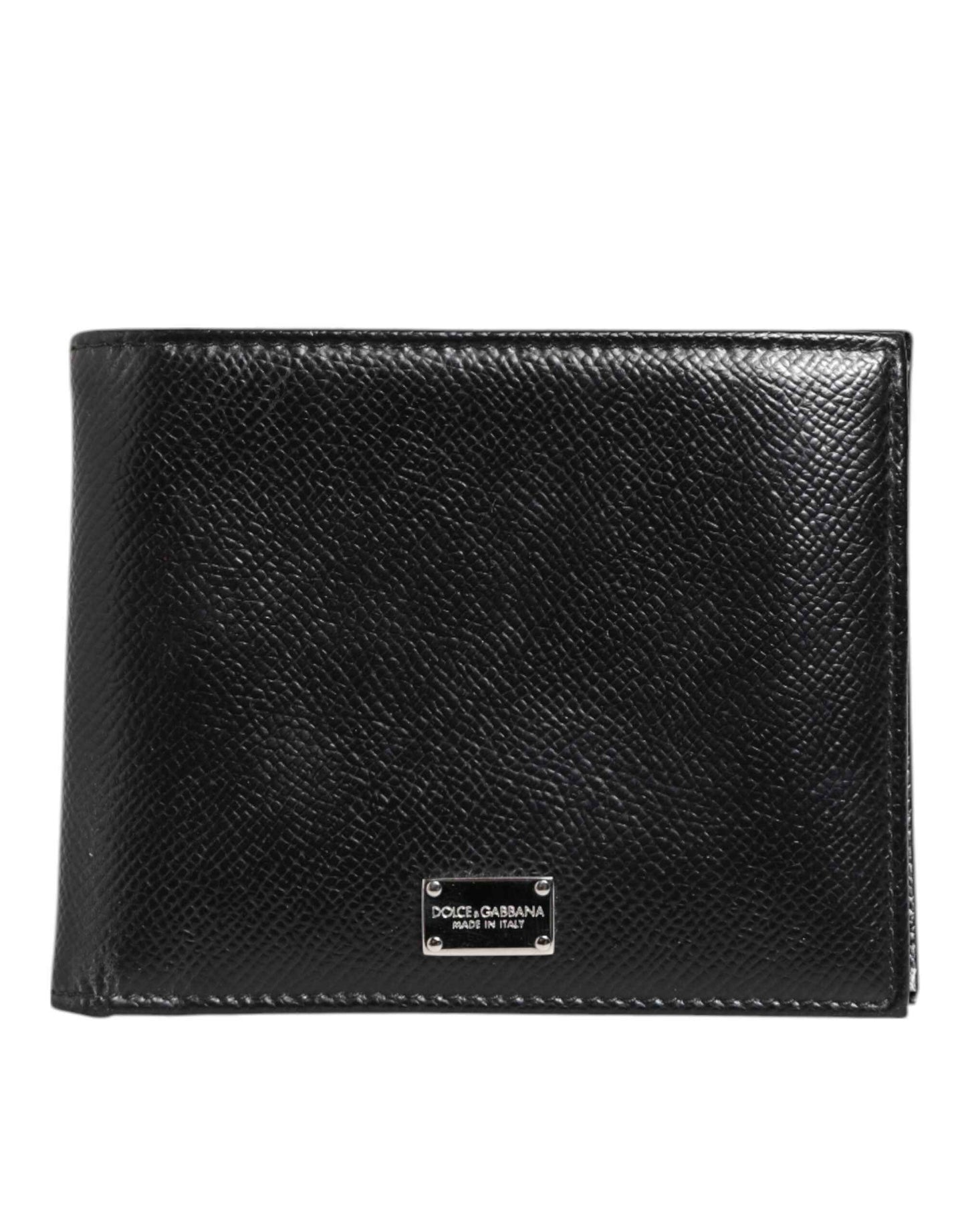 Dolce & Gabbana Black Leather Plaque Logo Bifold Men Card Holder Wallet by Dolce & Gabbana