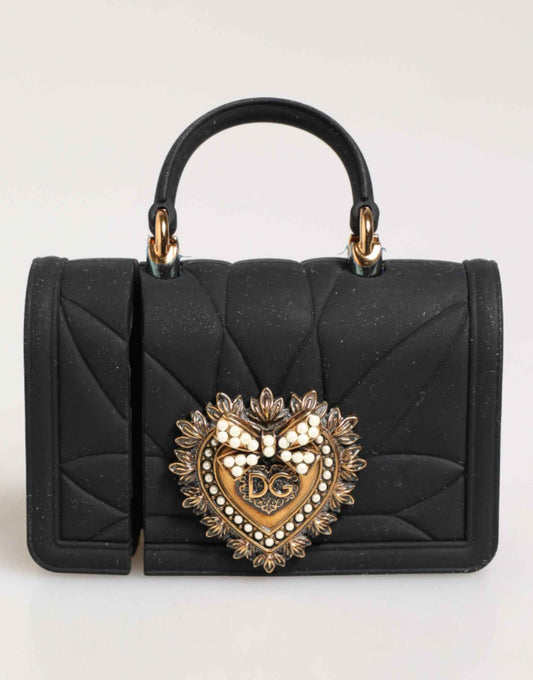 Dolce & Gabbana Black Silicone Devotion Heart Cover Hand Bag Airpod Case by Dolce & Gabbana