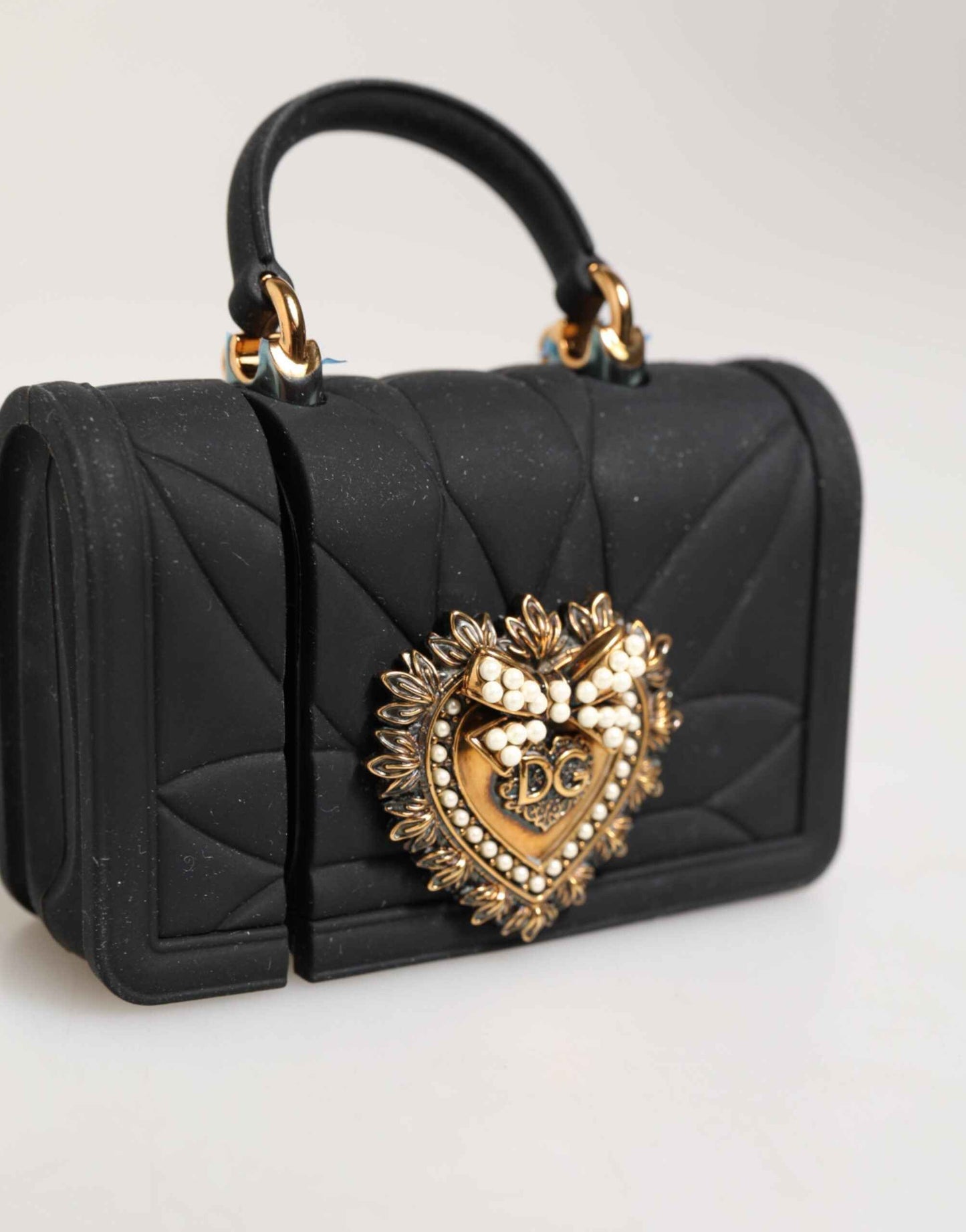 Dolce & Gabbana Black Silicone Devotion Heart Cover Hand Bag Airpod Case by Dolce & Gabbana