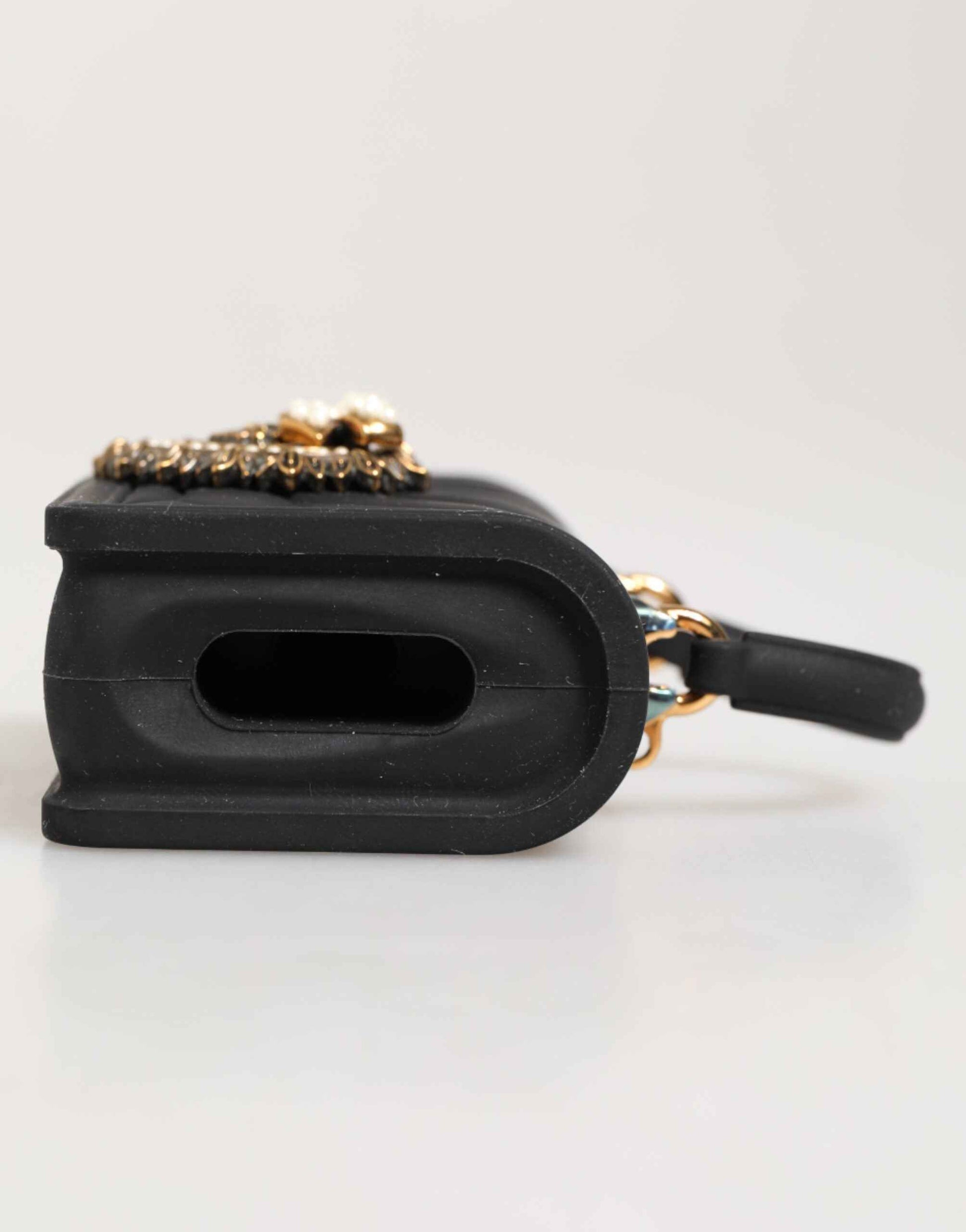 Dolce & Gabbana Black Silicone Devotion Heart Cover Hand Bag Airpod Case by Dolce & Gabbana