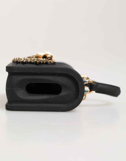 Dolce & Gabbana Black Silicone Devotion Heart Cover Hand Bag Airpod Case by Dolce & Gabbana