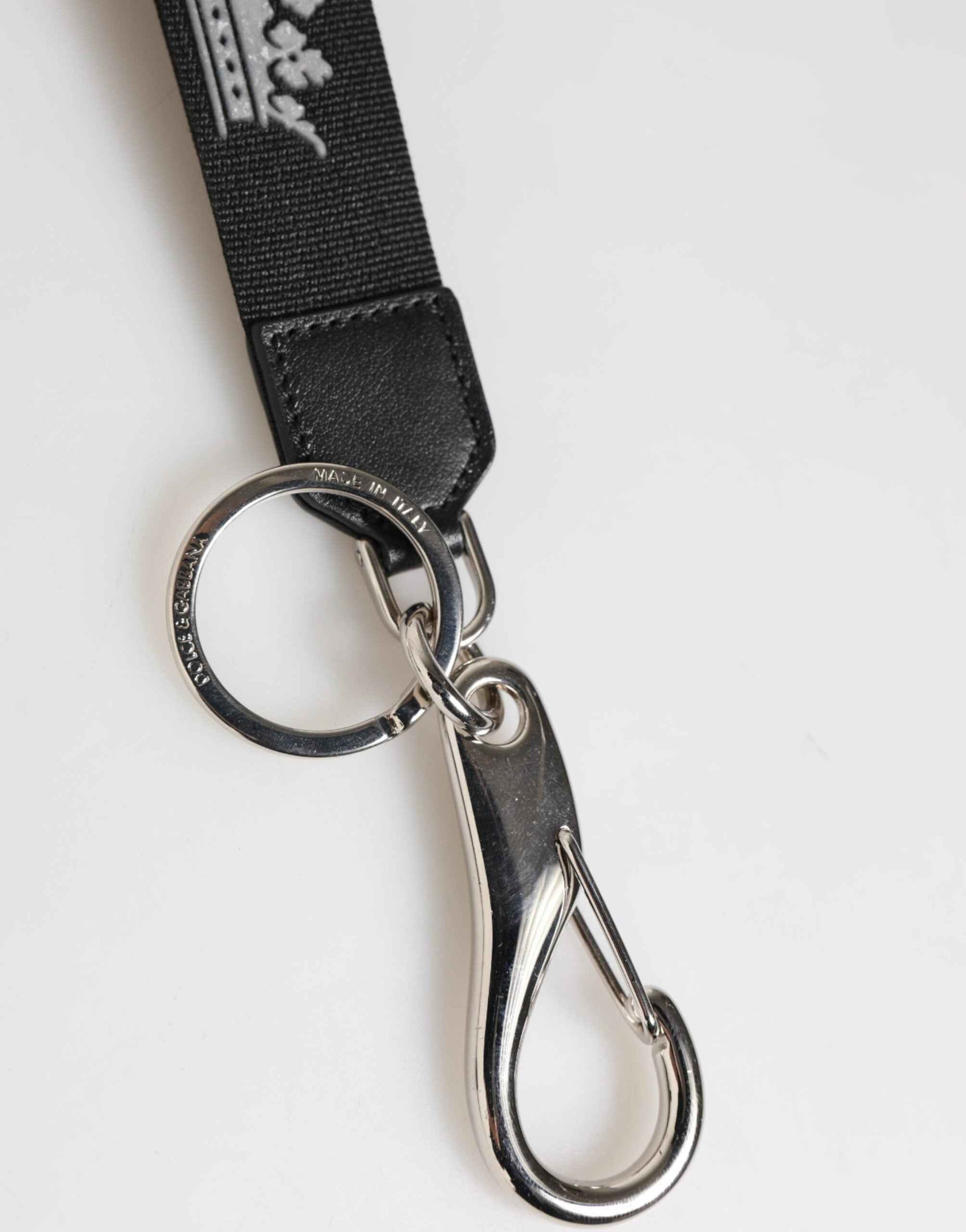 Dolce & Gabbana Black Silver Nylon DG Crown Men's Holder Keychain Keyring by Dolce & Gabbana