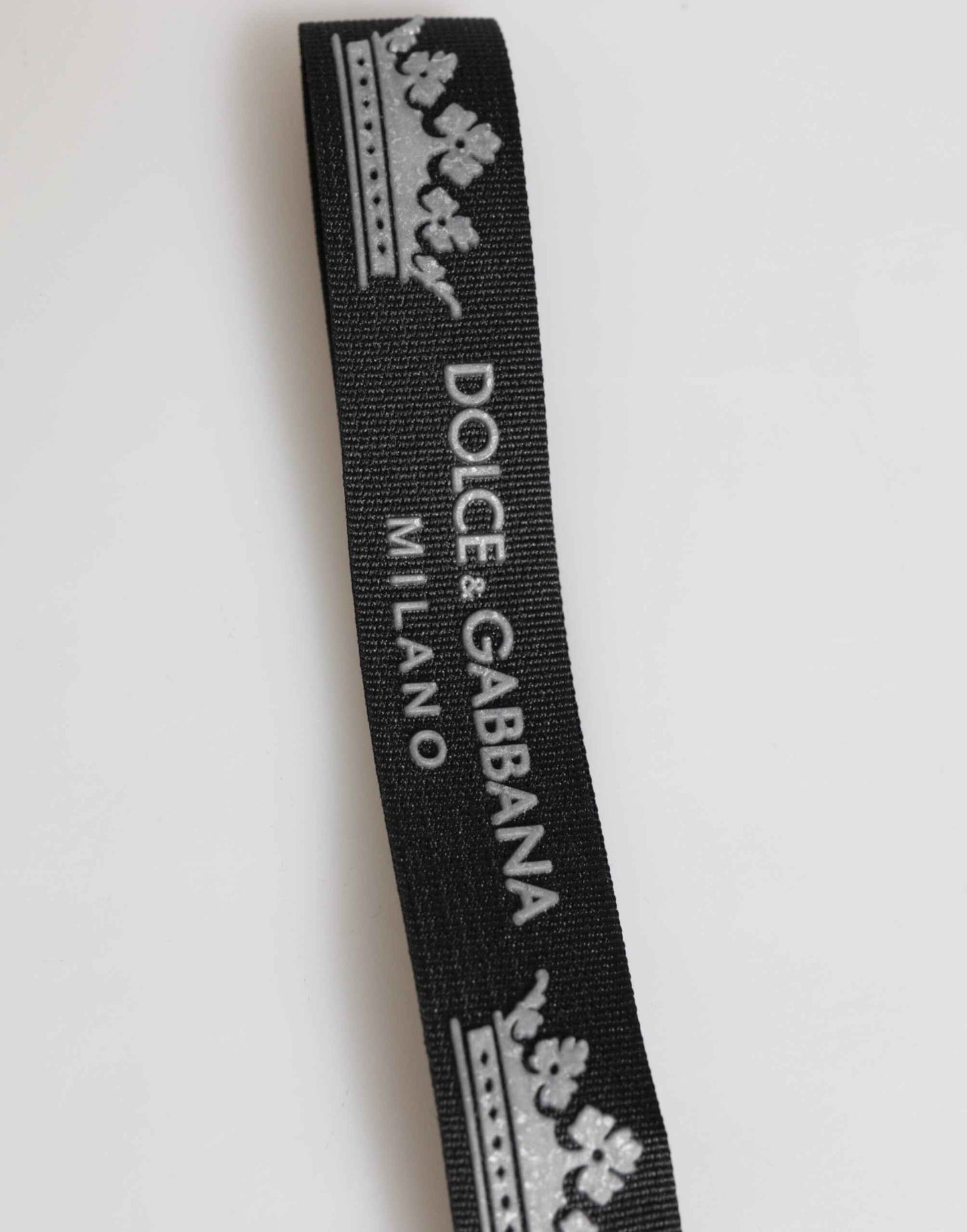 Dolce & Gabbana Black Silver Nylon DG Crown Men's Holder Keychain Keyring by Dolce & Gabbana