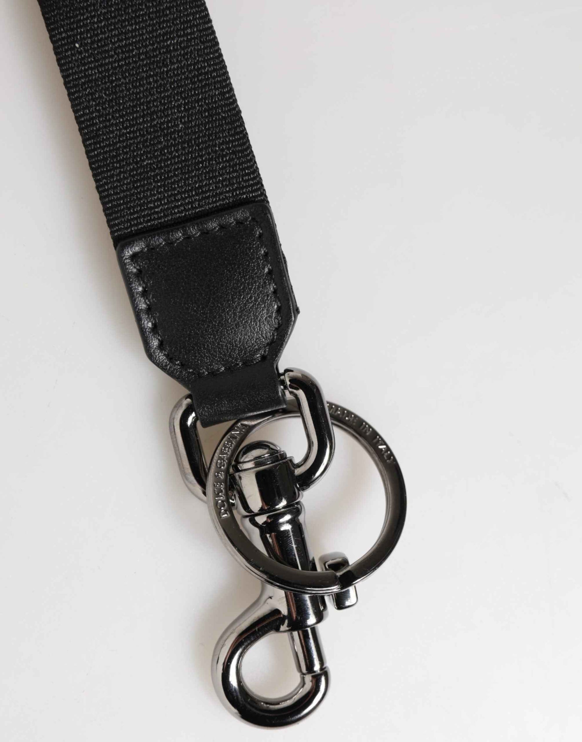 Dolce & Gabbana Black Red Logo Polyester Brass Holder Keychain Keyring by Dolce & Gabbana