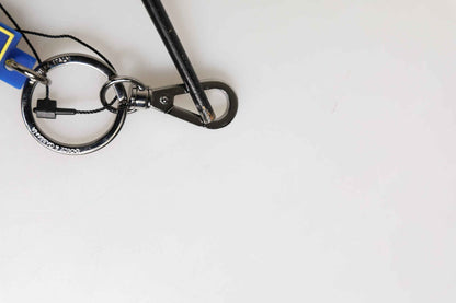 Dolce & Gabbana Blue Yellow DG Rubber Logo Silver Men's Keychain Keyring by Dolce & Gabbana