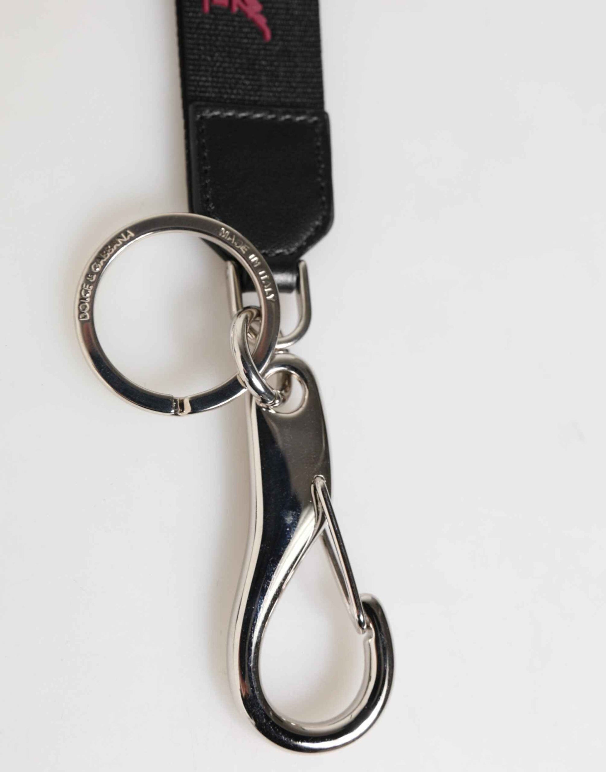 Dolce & Gabbana Black Burgundy Nylon DG Logo Crown Holder Keychain Keyring by Dolce & Gabbana