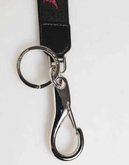 Dolce & Gabbana Black Burgundy Nylon DG Logo Crown Holder Keychain Keyring by Dolce & Gabbana