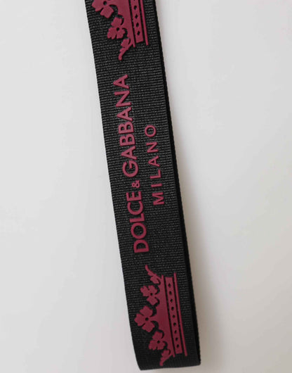Dolce & Gabbana Black Burgundy Nylon DG Logo Crown Holder Keychain Keyring by Dolce & Gabbana