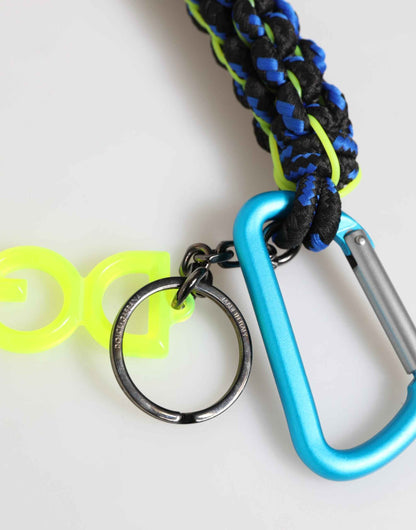 Dolce & Gabbana Blue Yellow Leather Tape String DG Logo Keychain Keyring