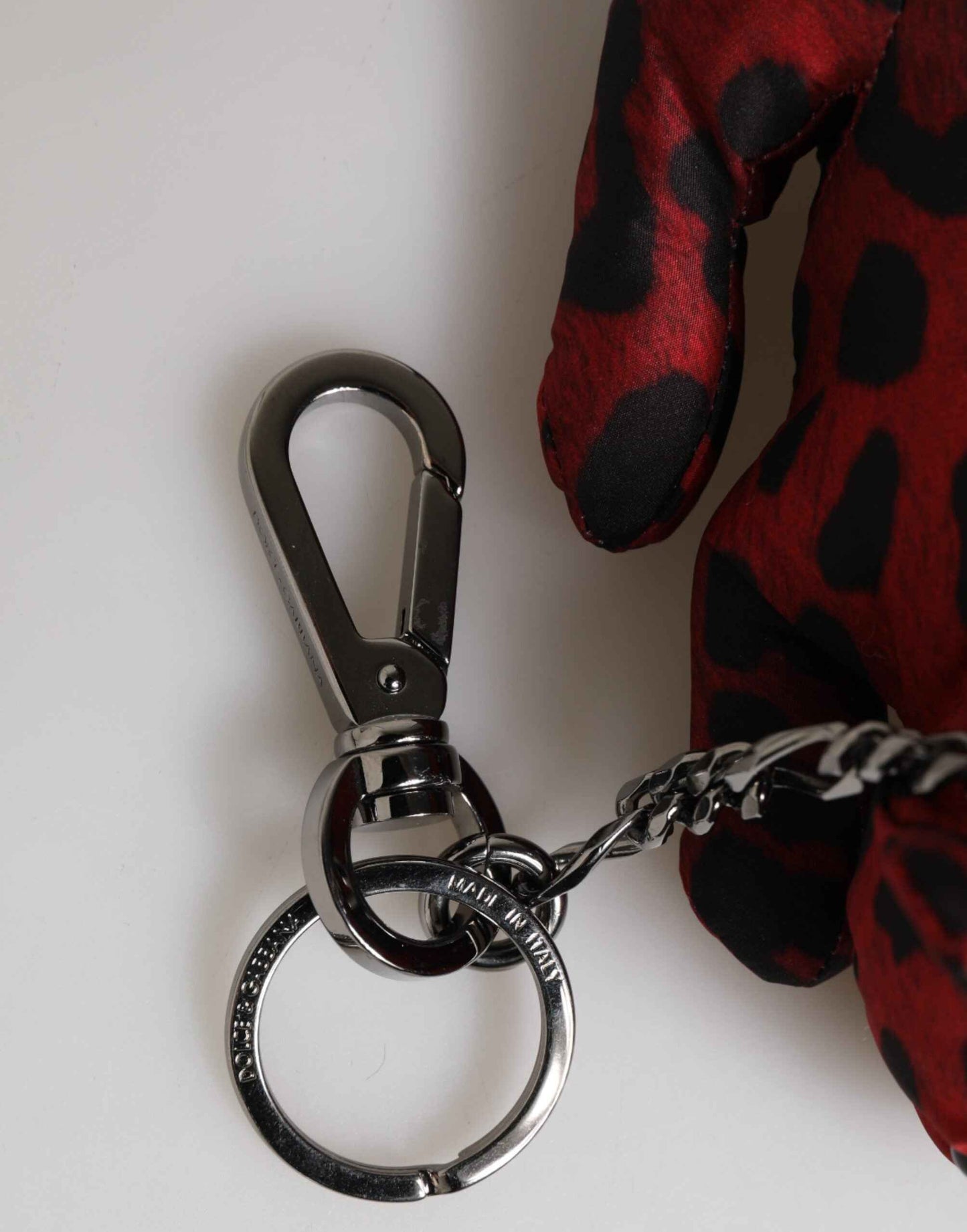 Dolce & Gabbana Red Black Polyester Animal Silhouette Bag Keychain Keyring