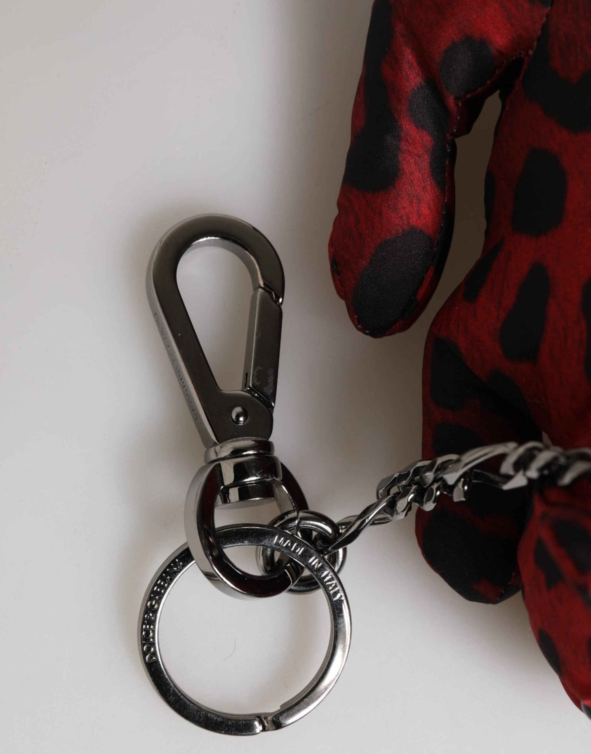 Dolce & Gabbana Red Black Polyester Animal Silhouette Bag Keychain Keyring