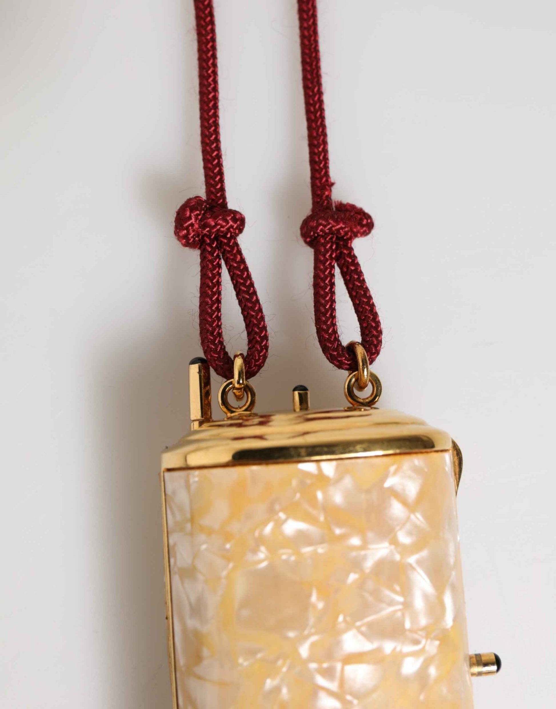 Dolce & Gabbana White Resin Gold Metal Crossbody Mini Purse Tassel Bag