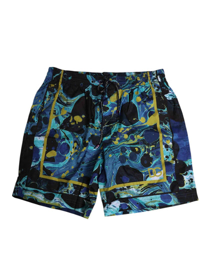 Dolce & Gabbana Blue Marble Print Logo Men Boxer Short Swimwear by Dolce & Gabbana