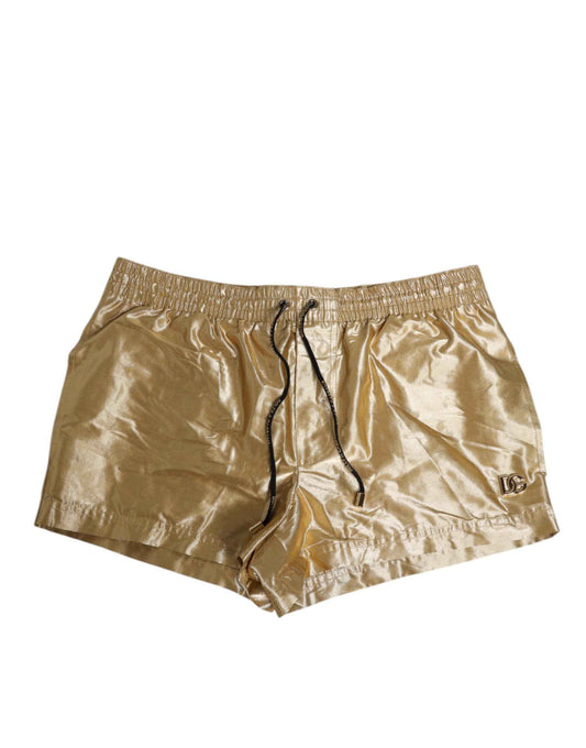 Dolce & Gabbana Gold Metallic Beachwear Men Boxer Short Swimwear by Dolce & Gabbana