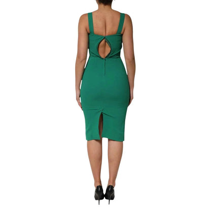 Dolce & Gabbana Dark Green Sleeveless Rayon Bodycon Dress by Dolce & Gabbana