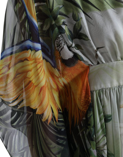 Dolce &amp; Gabbana Multicolor Silk Jungle Print Women Maxi Dress