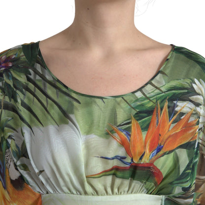 Dolce &amp; Gabbana Multicolor Silk Jungle Print Women Maxi Dress