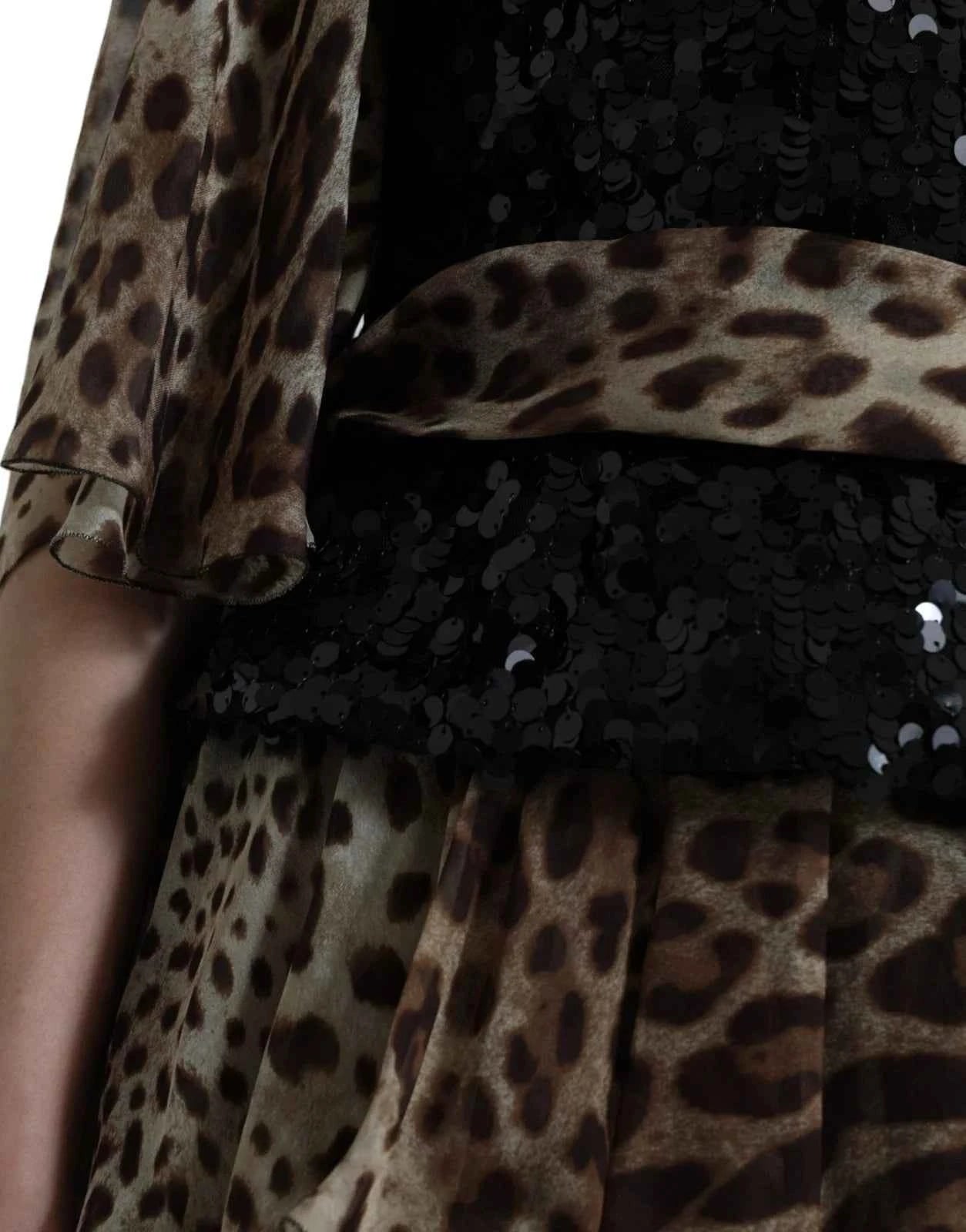 Dolce & Gabbana Leopard Print Silk Sequin Ruffle Maxi Dress by Dolce & Gabbana