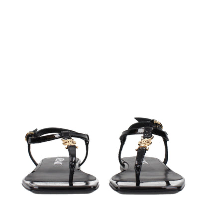 Versace Black Leather Flip Flop Sandals