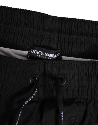 Dolce & Gabbana Black White Striped DG Logo Men Short Swimwear by Dolce & Gabbana