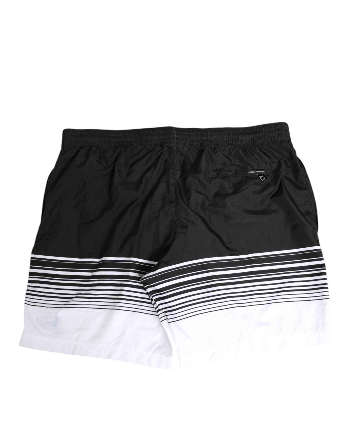 Dolce & Gabbana Black White Striped DG Logo Men Short Swimwear by Dolce & Gabbana