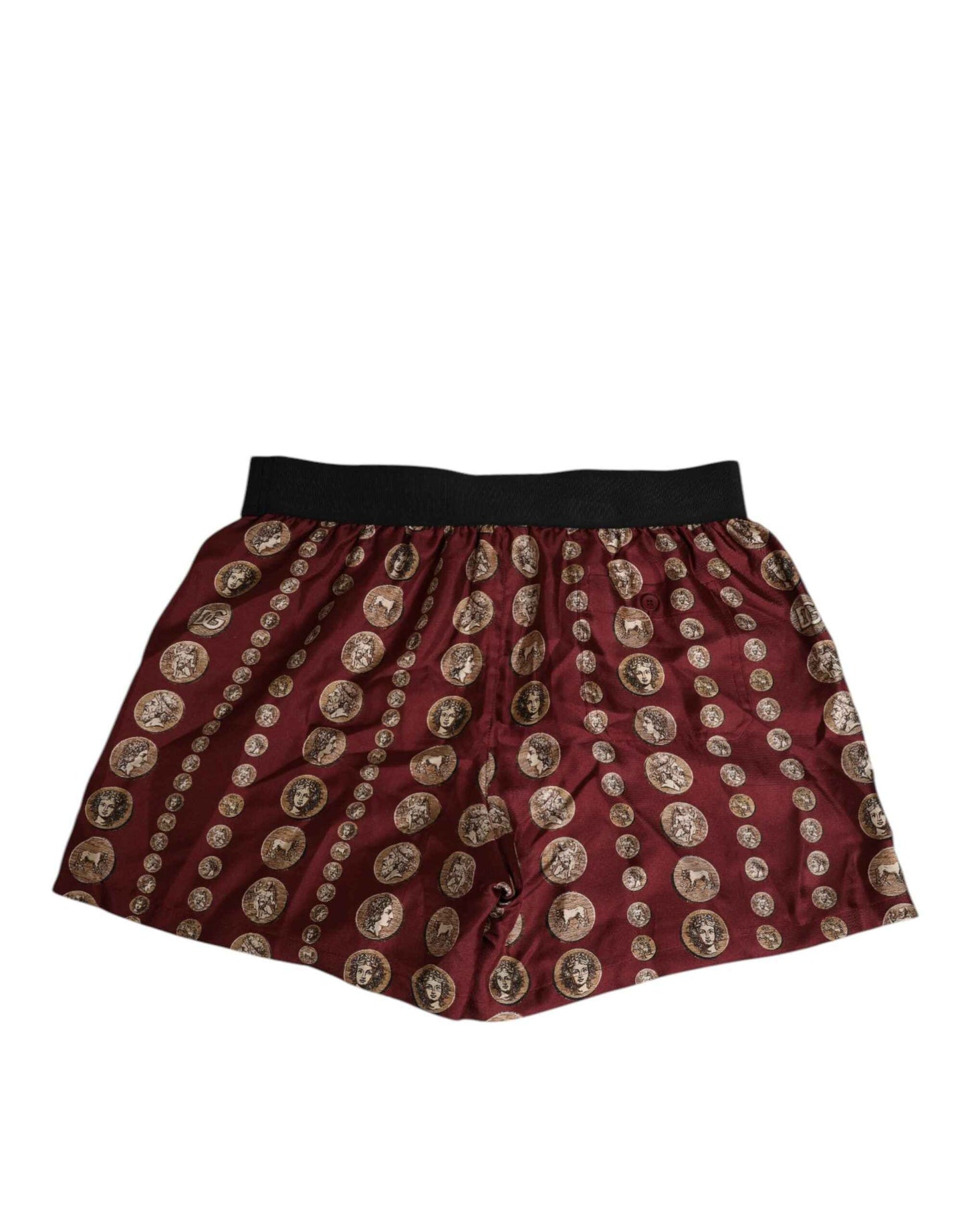 Dolce & Gabbana Burgundy Silk Coin Print Men Boxer Short Swimwear by Dolce & Gabbana