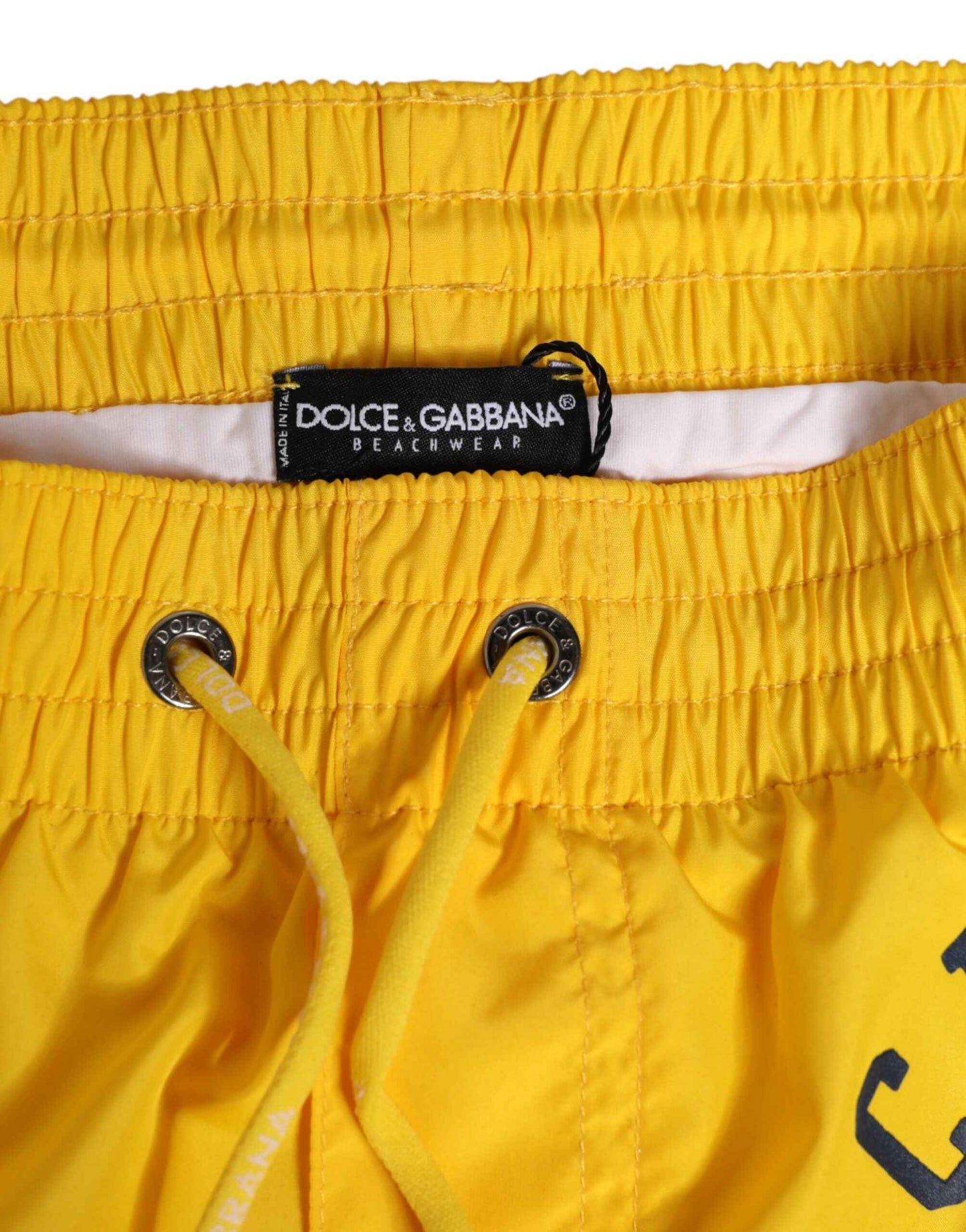 Dolce & Gabbana Yellow Nylon Logo Print Men Boxer Short Swimwear by Dolce & Gabbana