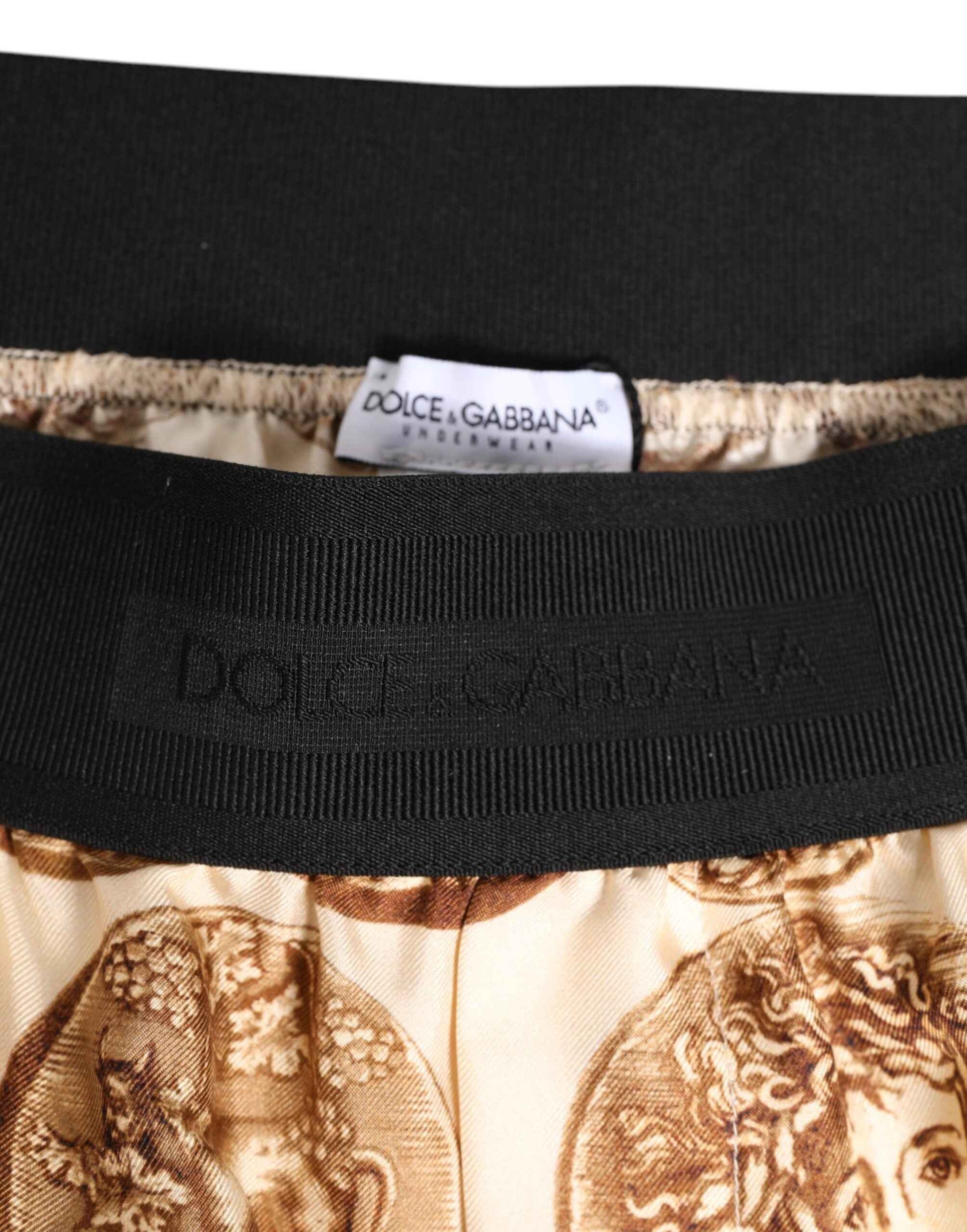 Dolce & Gabbana Brown Ancient Coin Print Silk Shorts Swimwear by Dolce & Gabbana