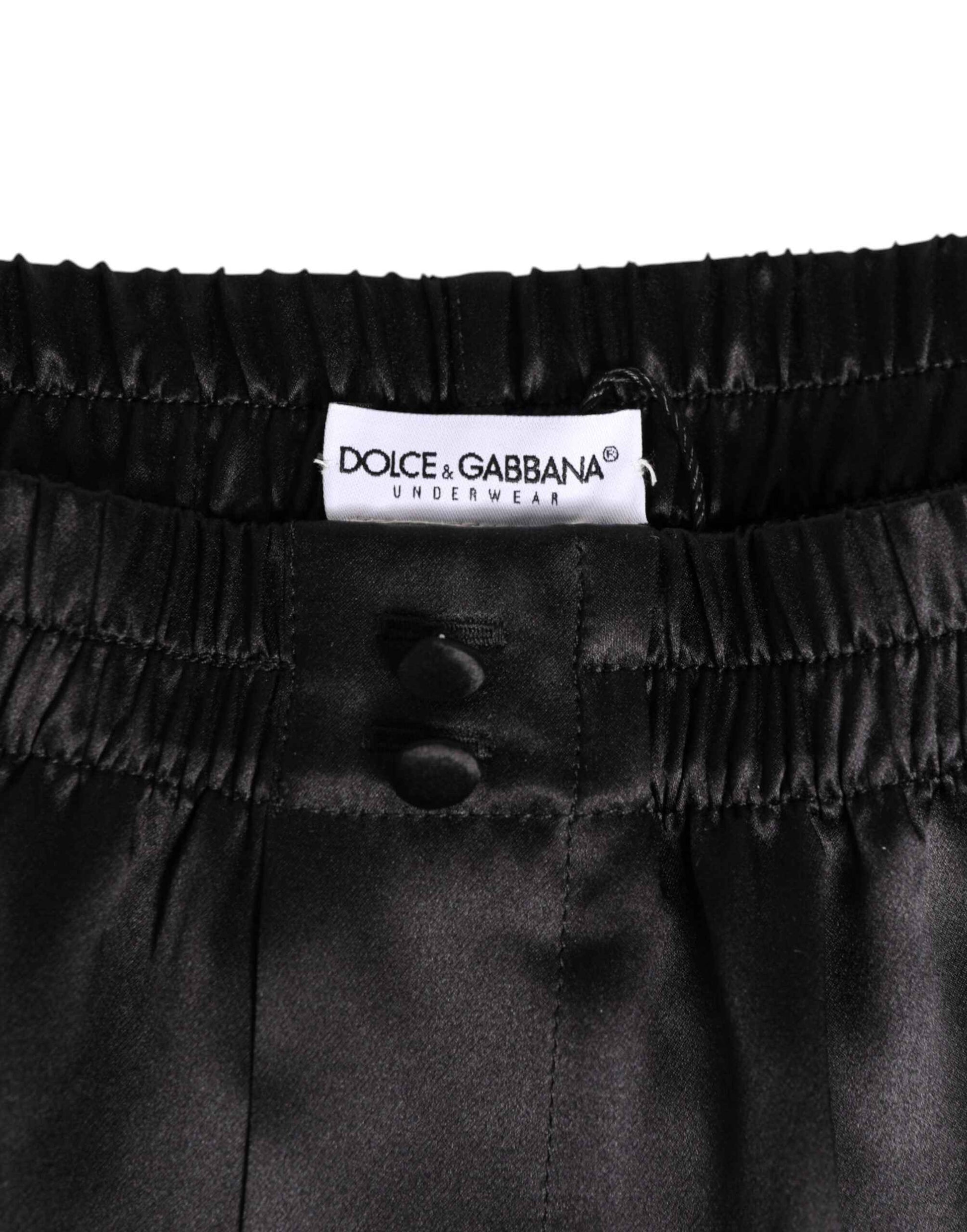 Dolce & Gabbana Black Silk Satin Elastic Men Boxer Short Swimwear by Dolce & Gabbana