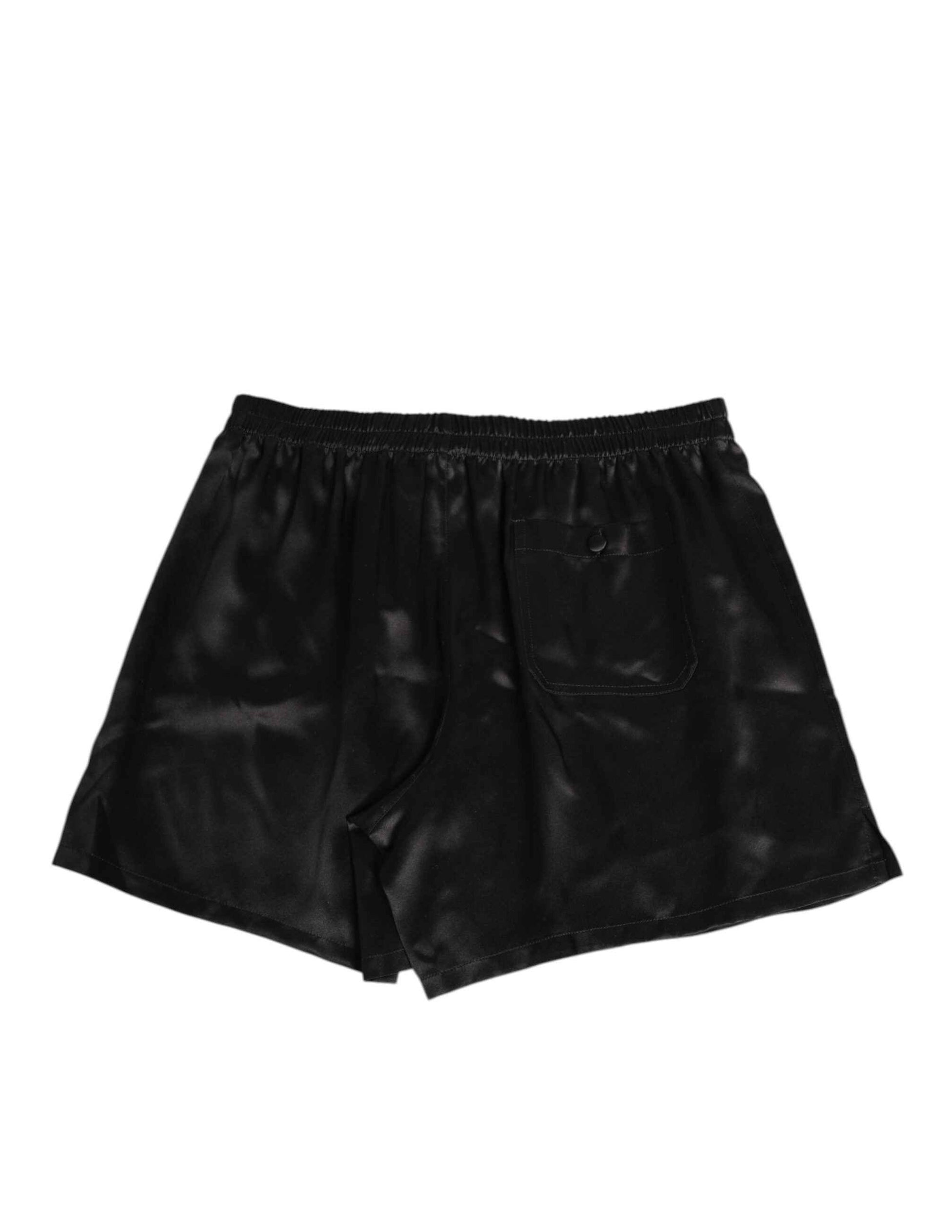 Dolce & Gabbana Black Silk Satin Elastic Men Boxer Short Swimwear by Dolce & Gabbana