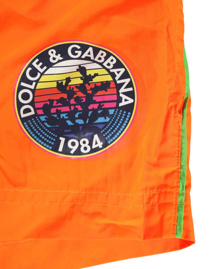 Dolce & Gabbana Orange Polyester Beachwear Men Shorts Swimwear by Dolce & Gabbana
