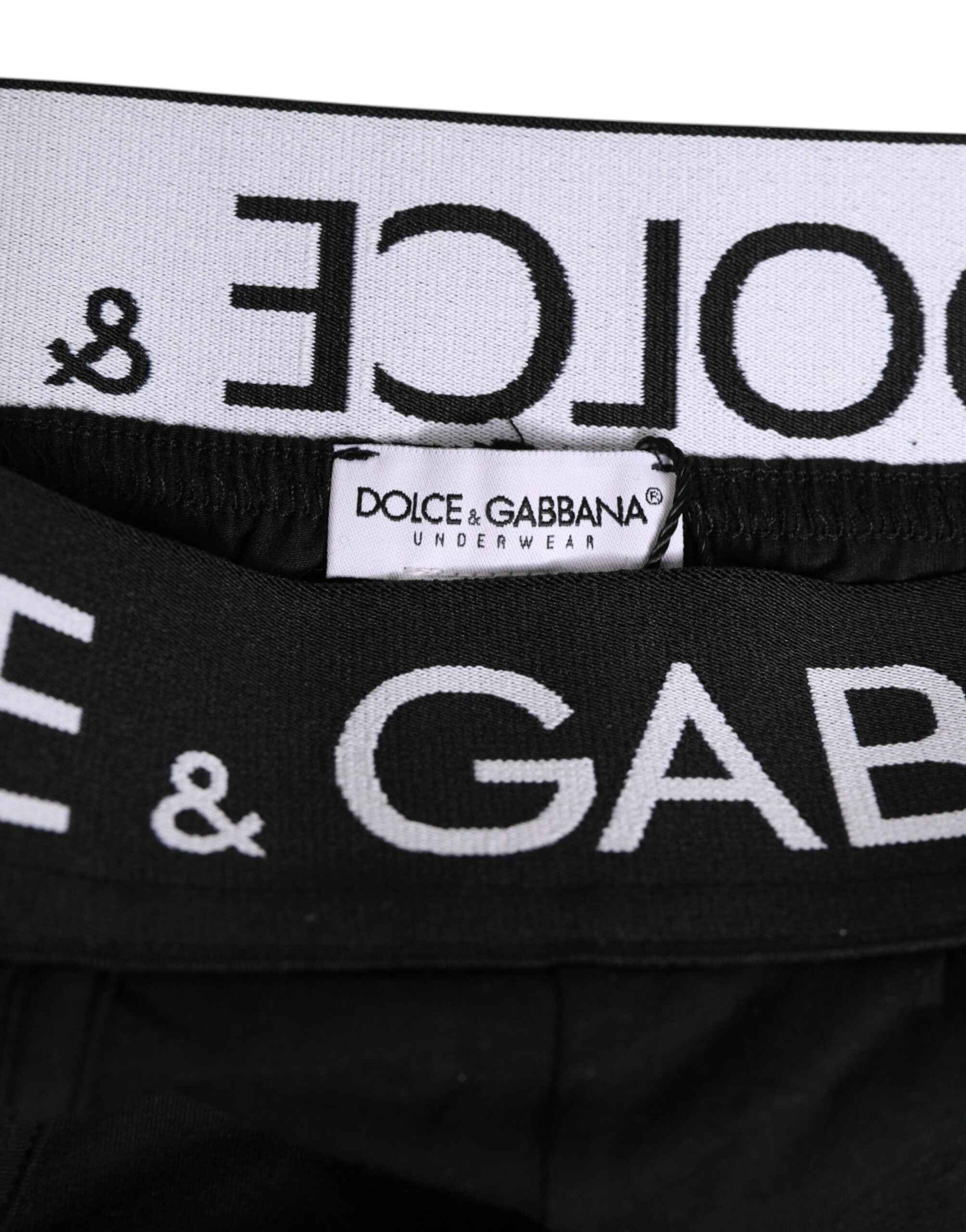 Dolce & Gabbana Black Cotton Elastic Logo Waistband Swimwear by Dolce & Gabbana