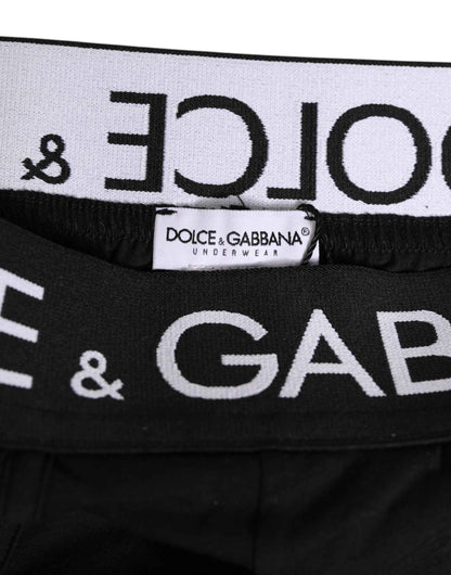 Dolce & Gabbana Black Cotton Elastic Logo Waistband Swimwear by Dolce & Gabbana