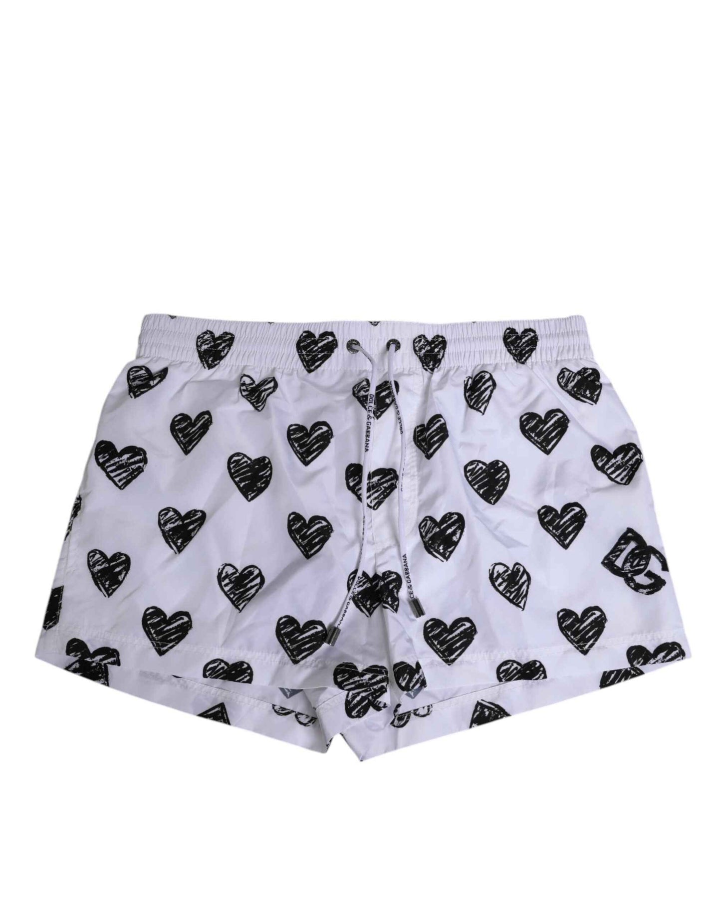 Dolce & Gabbana White Black Heart Print Men Boxer Short Swimwear by Dolce & Gabbana