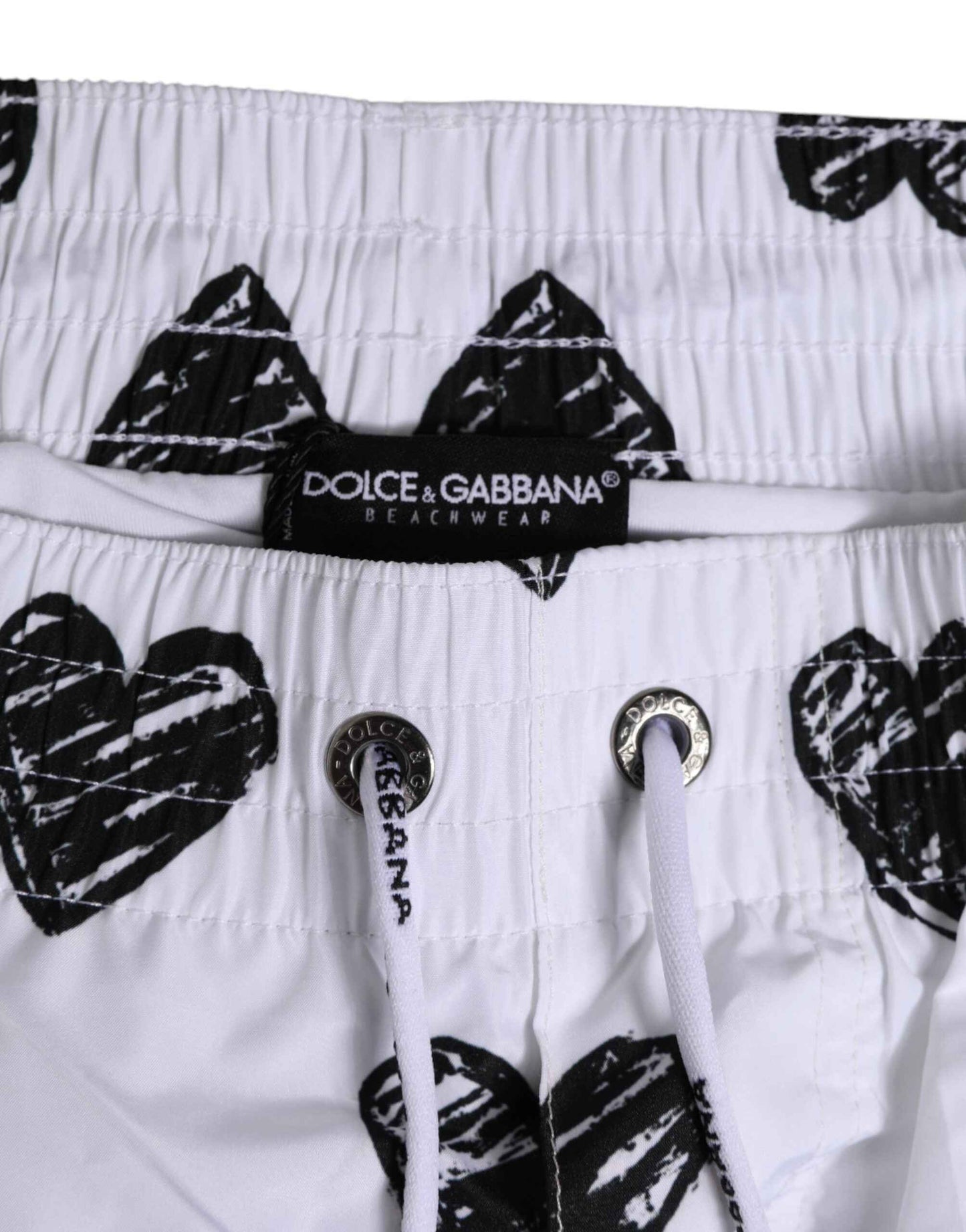 Dolce & Gabbana White Black Heart Print Men Boxer Short Swimwear by Dolce & Gabbana