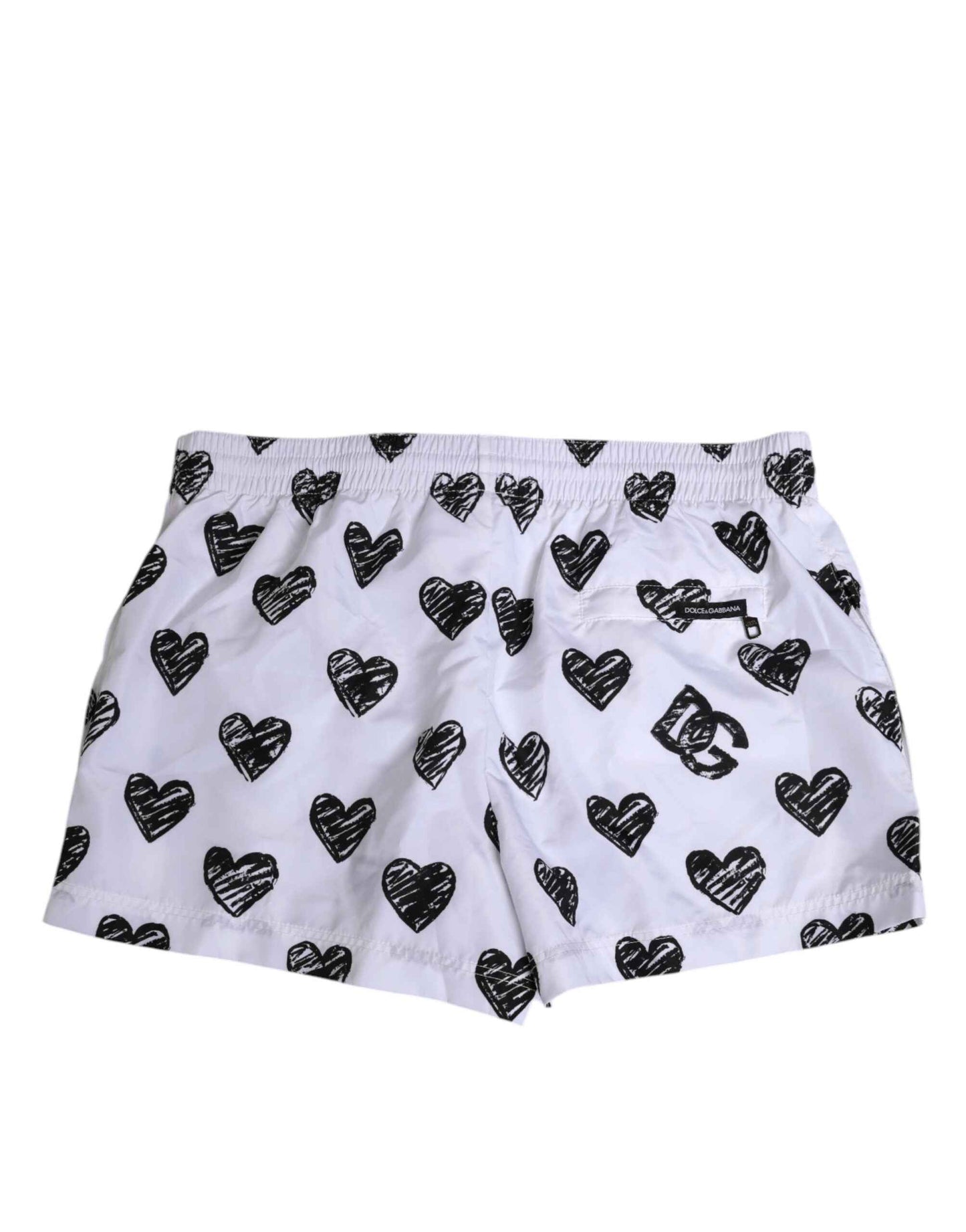 Dolce & Gabbana White Black Heart Print Men Boxer Short Swimwear by Dolce & Gabbana