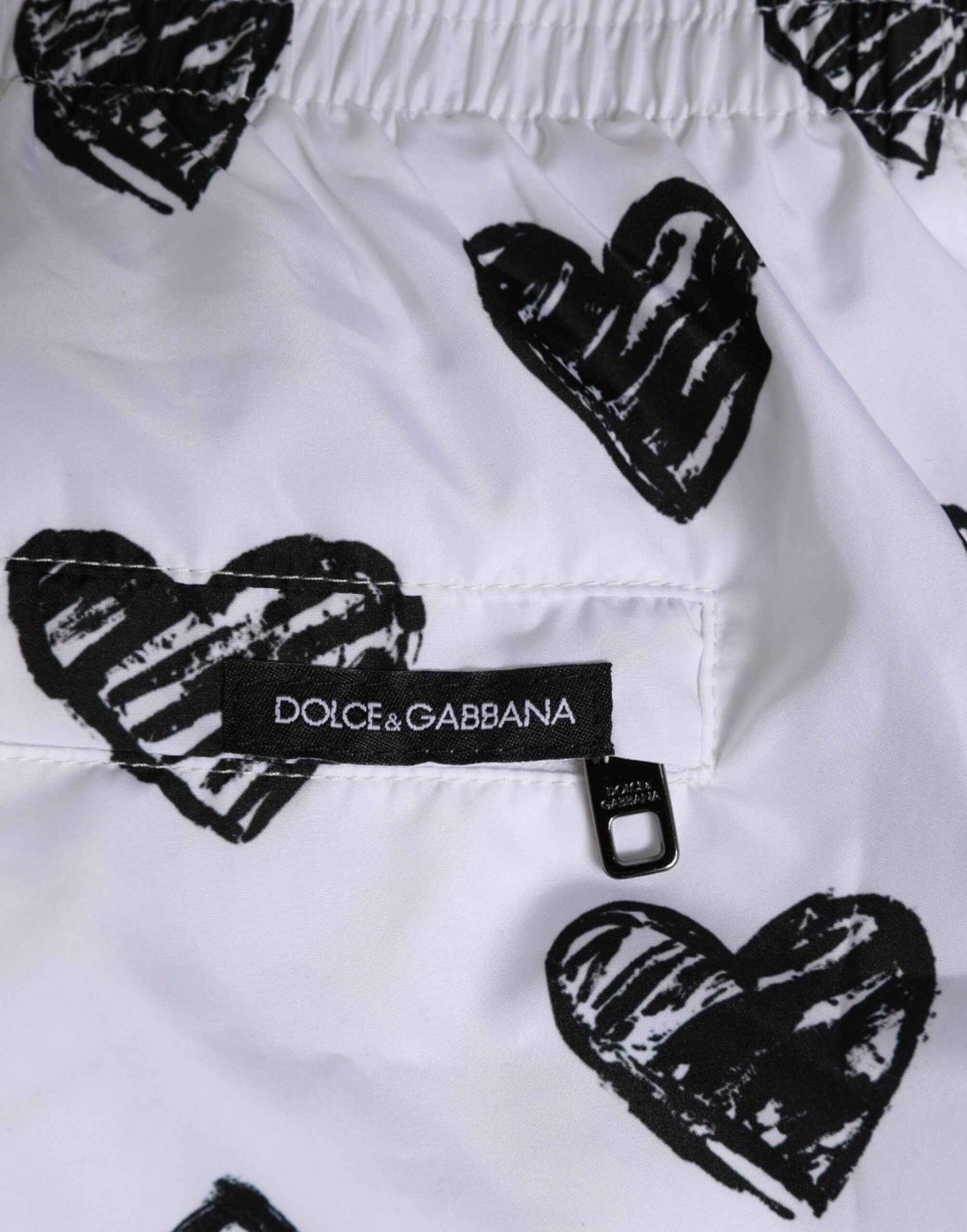Dolce & Gabbana White Black Heart Print Men Boxer Short Swimwear by Dolce & Gabbana