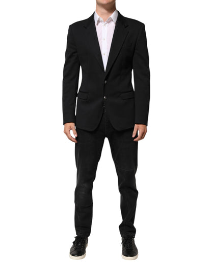 Dolce & Gabbana Dark Blue Cotton Men Jacket Coat Blazer Suit - from Dolce & Gabbana