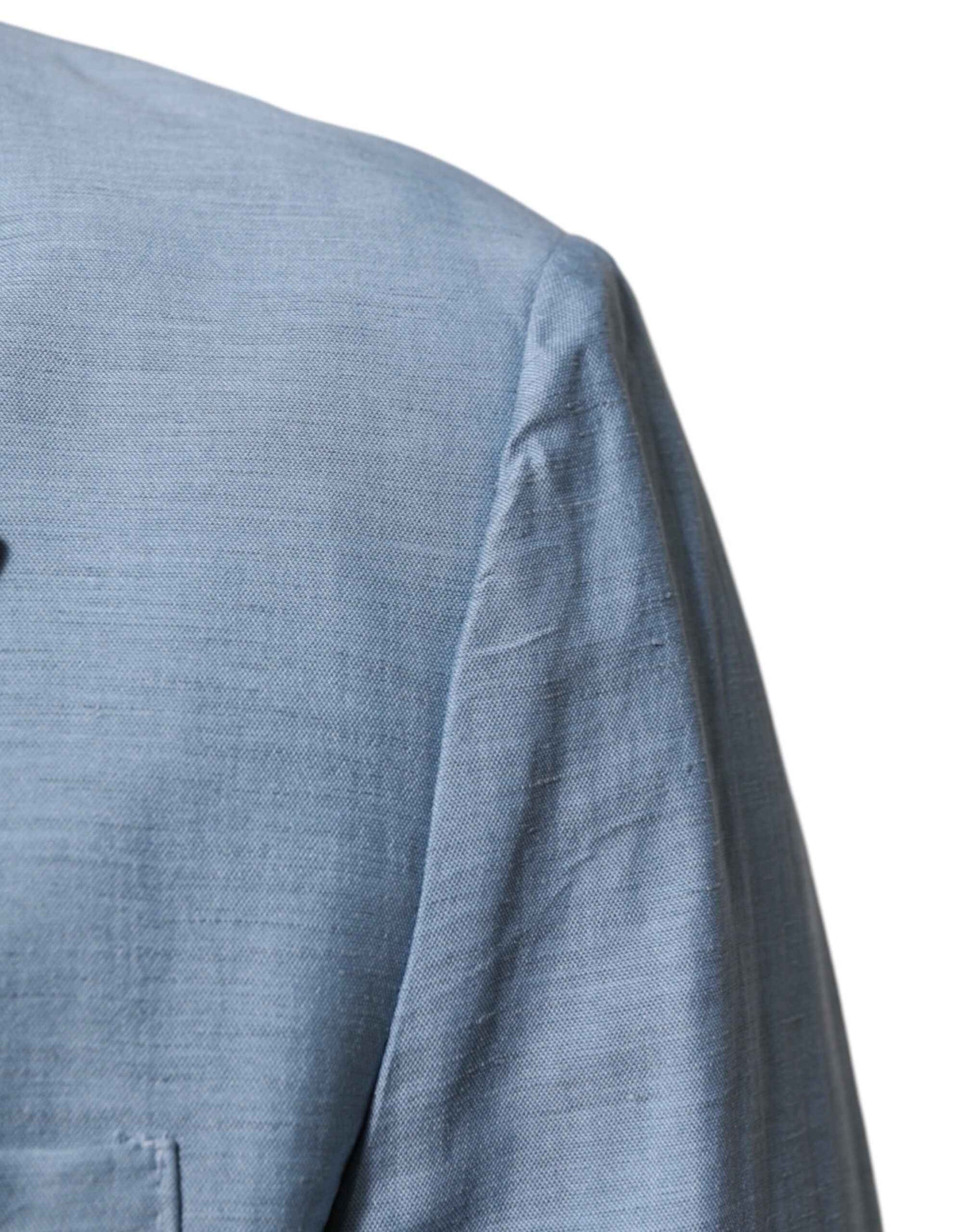 Dolce & Gabbana Light Blue Linen Double Breasted Men Jacket Blazer by Dolce & Gabbana