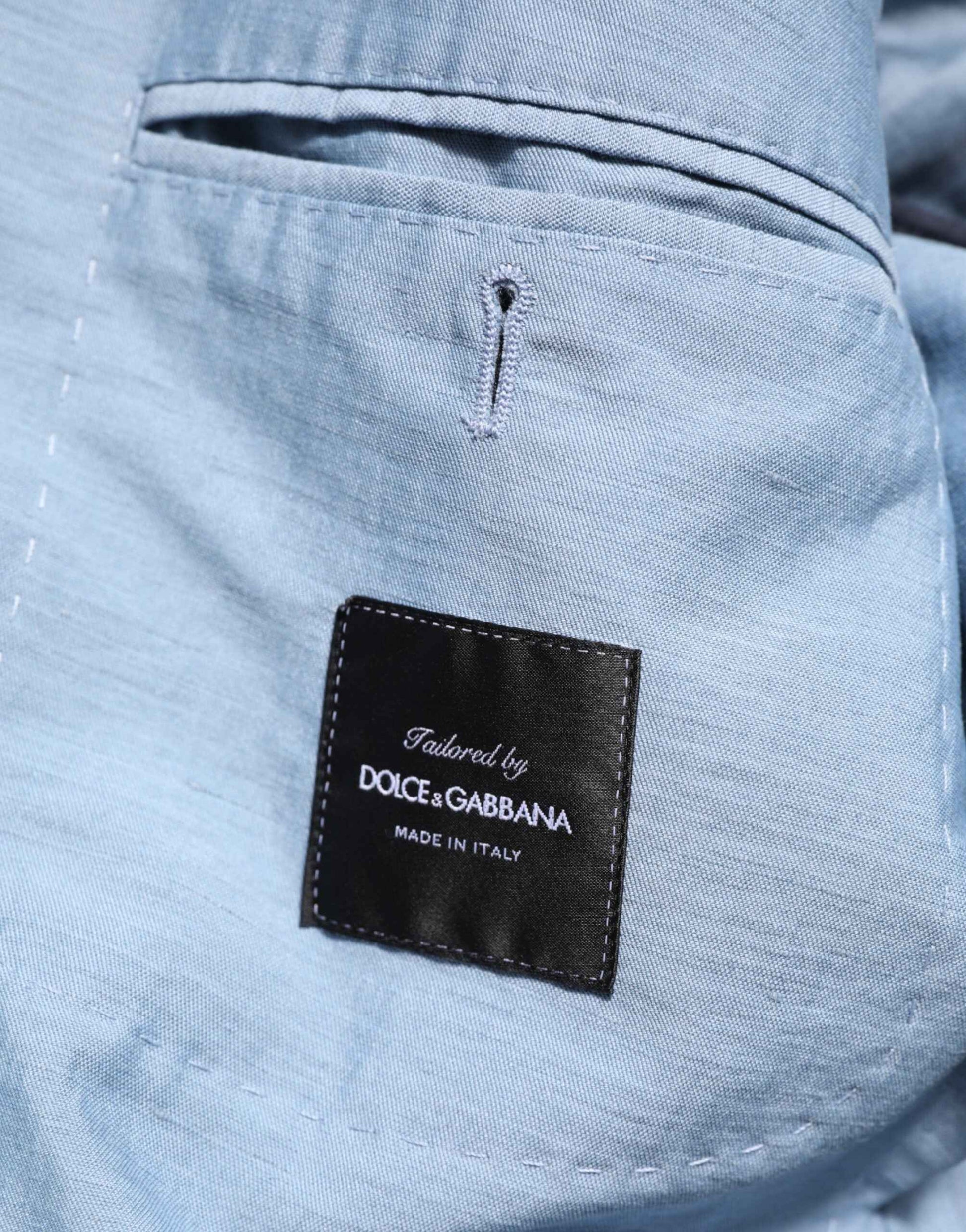 Dolce & Gabbana Light Blue Linen Double Breasted Men Jacket Blazer by Dolce & Gabbana