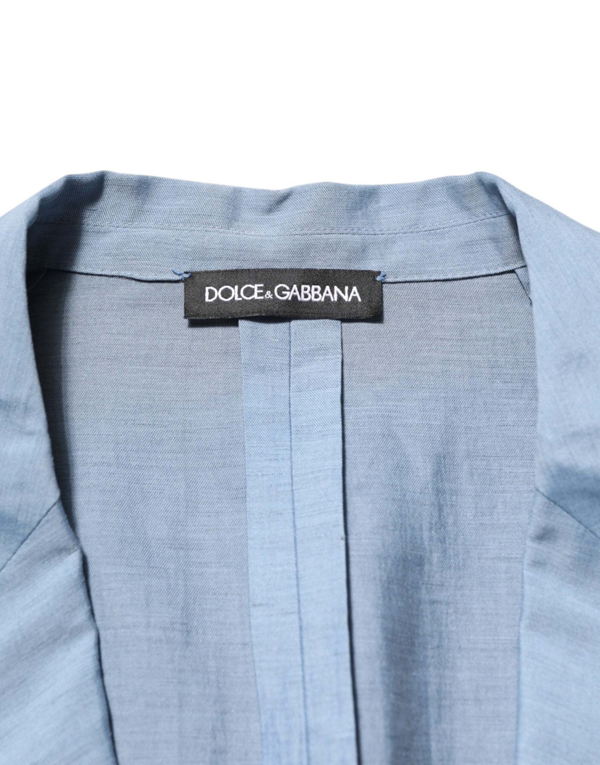 Dolce & Gabbana Light Blue Linen Double Breasted Men Jacket Blazer - from Dolce & Gabbana