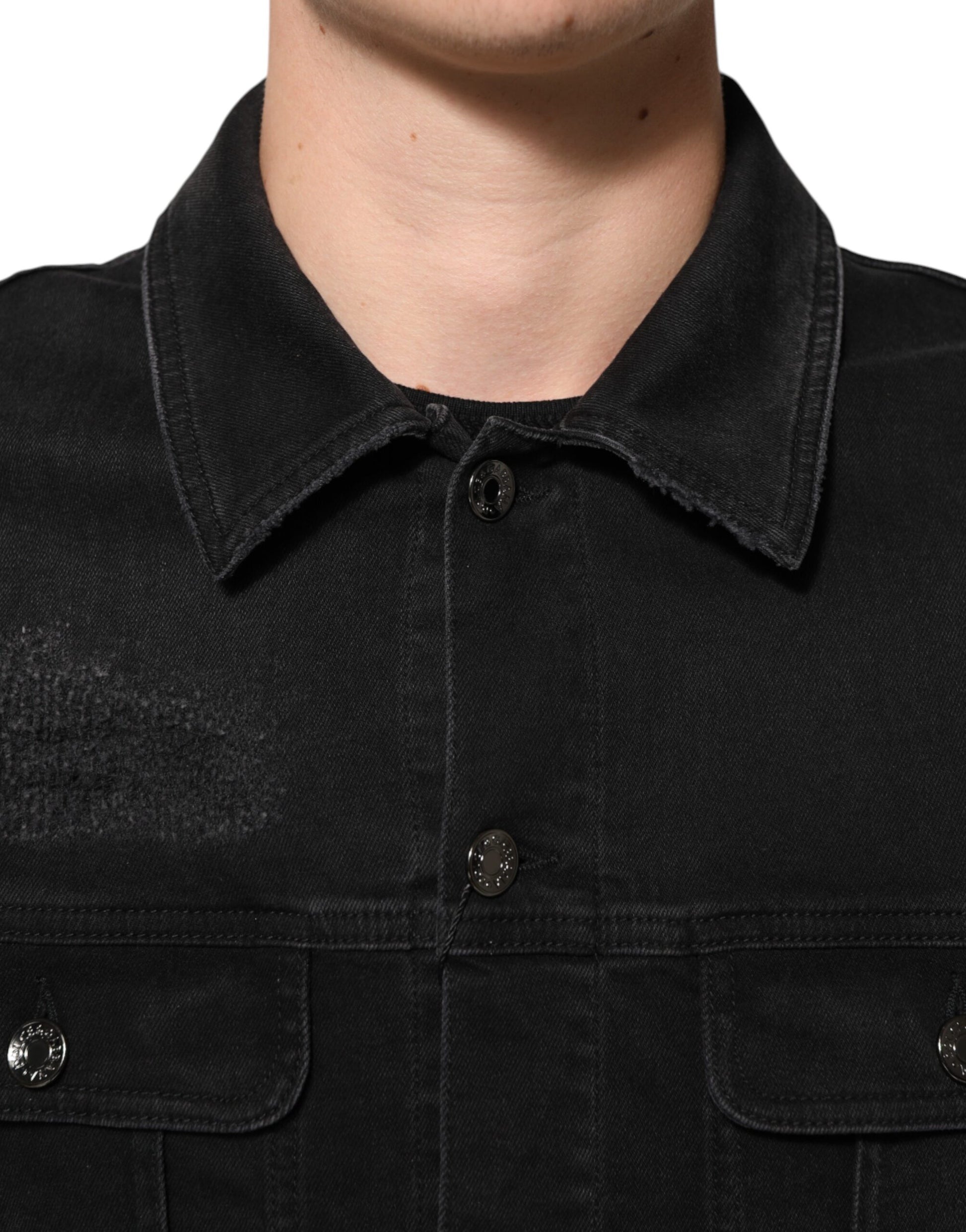Dolce & Gabbana Black Cotton Denim Stretch Button Up Jacket - from Dolce & Gabbana