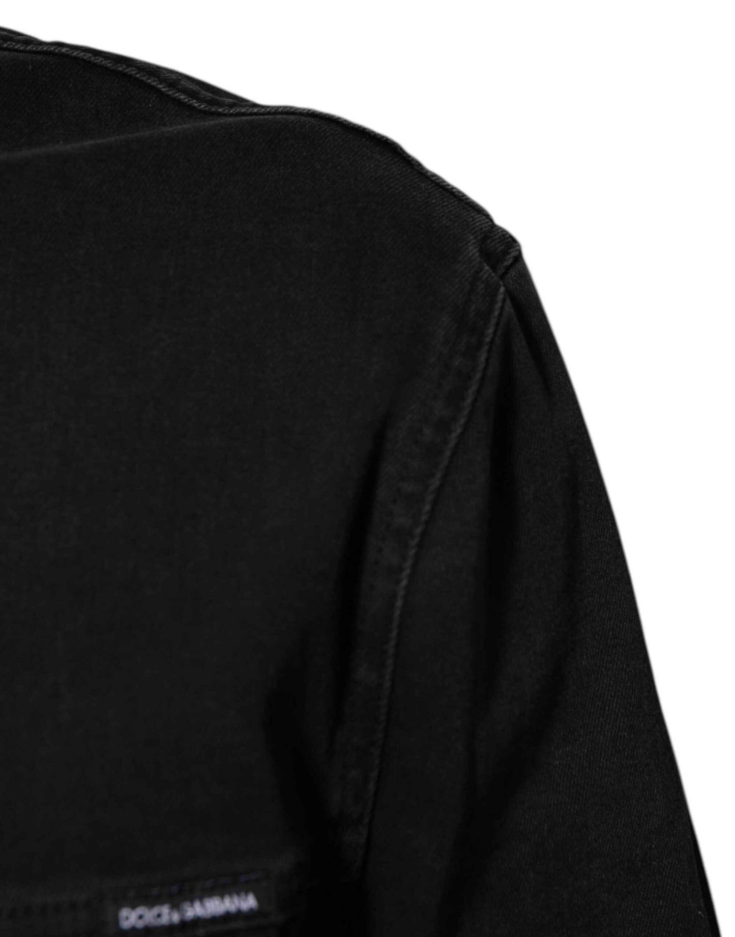 Dolce & Gabbana Black Cotton Denim Stretch Button Up Jacket by Dolce & Gabbana