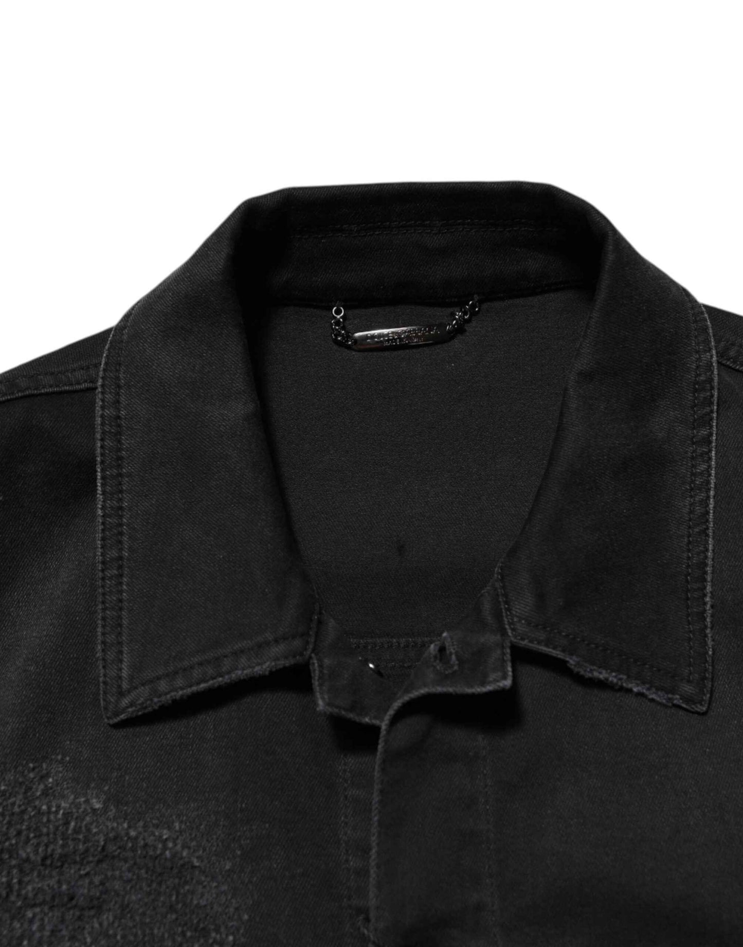 Dolce & Gabbana Black Cotton Denim Stretch Button Up Jacket by Dolce & Gabbana